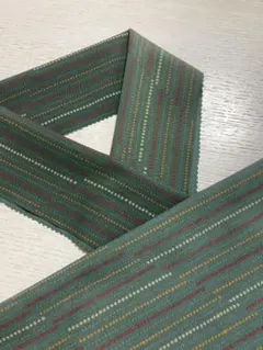 01281丸洗いOK◆半襟・帯揚げセット◆ストライプ模様の緑系