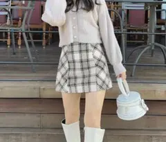 GRL インパン裏地付きチェック柄ツイードミニスカート