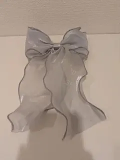 シルバーシフォンリボン ヘアアクセサリー バレッタ