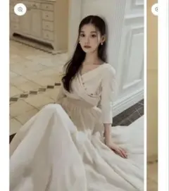 polaura エアリードレープカシュクールドッキングワンピース ivory m