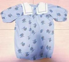 【美品】クマ柄 ブルー ロンパース カバーオール