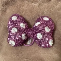 ミニー　ピンク　リボン　スパンコール　ヘアゴム