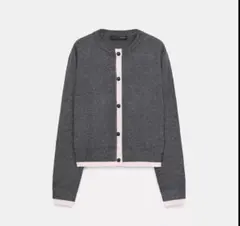 ZARA グレー　コンビニットカーディガン