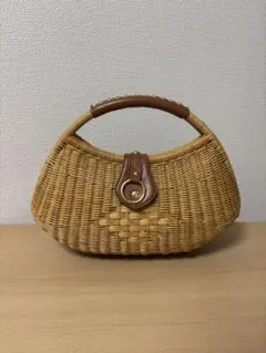ベージュ ラタン かごバッグ