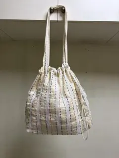 niko and…アイボリーストライプ コットン トートバッグ