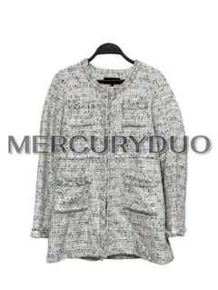MERCURYDUO ツイードノーカラージャケット ロング丈 FREE 上品