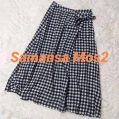 Samansa Mos2 SM2 巻きスカート フレア チェック 麻混 リネン混のサムネイル