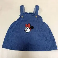 【美品】ディズニーベビー　ミニー　デニム　ワンピース　ジャンパースカート　80のサムネイル
