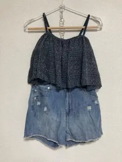 新品未使用 フリルニット×デニムショート3点セット