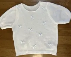 ニットホワイト白リボン新品