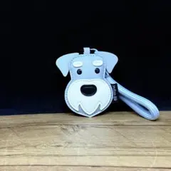 キーホルダー 犬 シュナウザー チャーム ストラップ レザー調 白