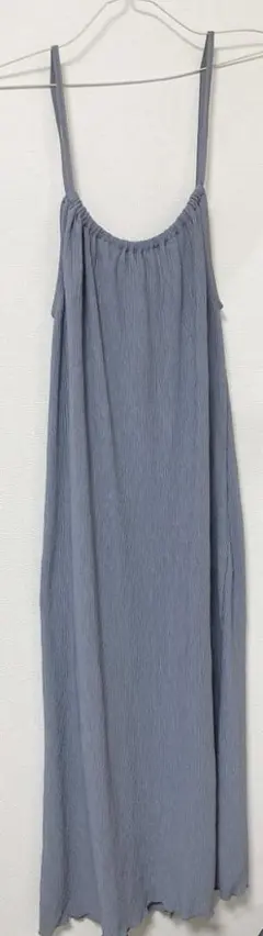 レディース　キャミワンピース　ブルー　フリル