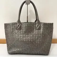 IL BIANCO トートバッグ イントレチャート シルバー 本革 光沢