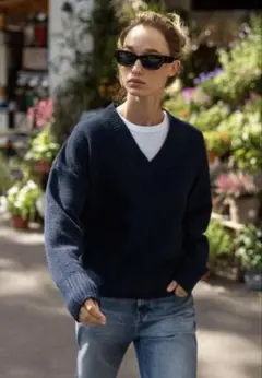 ZARA 2025 ソフトニットVネックセーター M