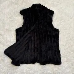 【ファーベスト】毛皮　リアルファー　黒　Ｌ　古着