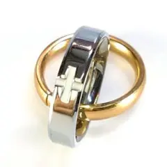 ✨未使用✨ 金属アレルギー対応 サージカルステンレス 2連リングペンダントトップ