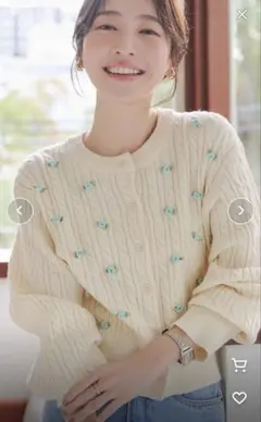 【KOBE LETTUCE】フラワーモチーフケーブルニットカーディガン