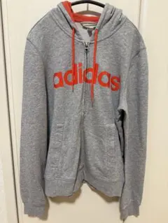 adidas グレー レッド パーカー　上下セット