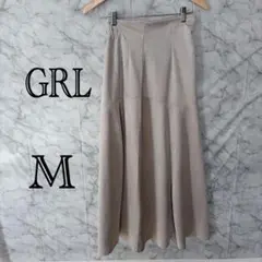 ベージュ ロングスカート フレア マーメイド風 ウエストゴム 大人カジュアル