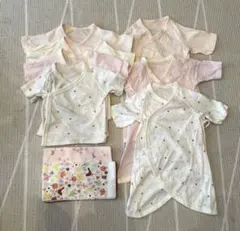 【新生児用】肌着 7点セット（西松屋 綿100% 50〜60㎝）＆大判ガーゼ