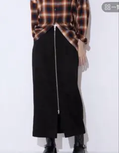 【JEANASIS】ヌバックライクZIPナロースカート(ブラックM)