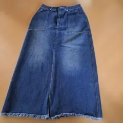 フリンジヘムデザイン デニムスカート