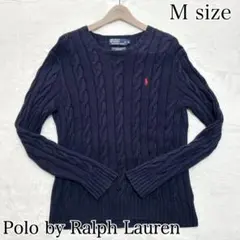 カシミヤ混✨ ラルフローレン 90s ケーブルニット セーター ネイビー 紺