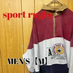 TP111【US輸入】sport rugby　長袖ポロシャツ【メンズM】