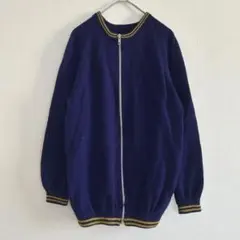 【大特価】ジップアップ ニットブルゾン ネイビー ライン入り ユニセックス