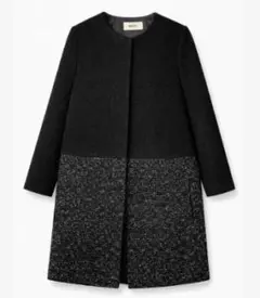 【トゥモローランド】ブラック ノーカラー　ロングコート　BALLSEY