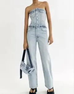 ZARA ストラップレス デニムジャンプスーツ