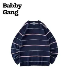 【美品】BobbyGang 00s マルチボーダー コットンニット セーターのサムネイル