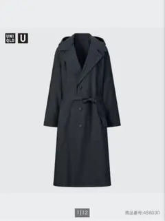 ユニクロUフーデッドロングコートブラック　L ベルトなし