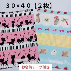 【２枚】30×40ランチョンマット♥️クロネコ＆鍵盤♥️ハムスター＆うさぎ