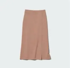 UNIQLO／ストレッチダブルフェイススリットスカート／ブラウン／Ｌ