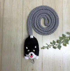 黒柴ちゃんのスマホストラップ 　スマホショルダー 　犬　黒柴犬
