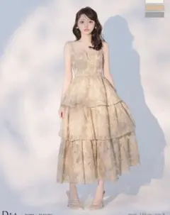 DEA.ROBE de FLEURS オーガンジーフラワーティアードロングキャS 