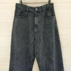 ザラ バギーフィットデニムパンツ グレー ダメージ加工 EUR38USA30