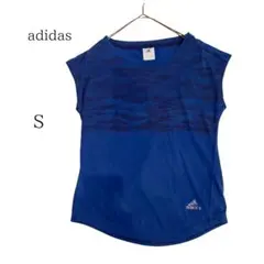 adidas ノースリーブTシャツ S ブルー ロゴ スポーツウェア