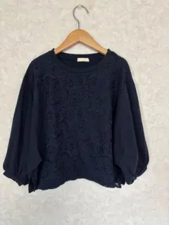 earth music &ecology ネイビー レース カットソー