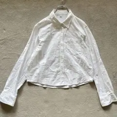 ジーユー GU オックスフォードショートシャツ 長袖 綿100 グロップド丈 M