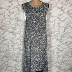 シューラルー／花柄ノースリーブロングワンピース　グレー【Mサイズ】