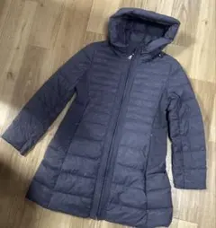 DUNEN ダウネンダークグレー フード付きダウンジャケット　ロングダウンコート