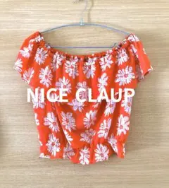 NICE CLAUP 花柄 オフショル ブラウス オレンジ Mのサムネイル