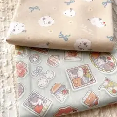 【新品未使用】シマエナガ　ぷっくりシール風柄　コットン100% 生地