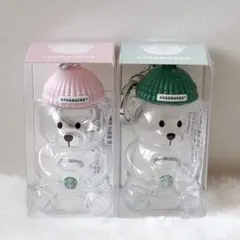 韓国限定★スタバ ベアリスタ ミニチュア キーリング グリーンのサムネイル