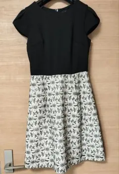 ワンピース 半袖 バイカラー レース