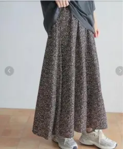 ドアーズ　DOORS　ミニレオパードプリントスカート　ウエストゴム　マキシ