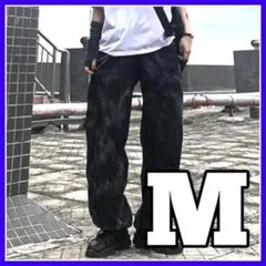 ★大好評 イージー パンツ タイダイ ワイド フレア グレー M ボトムス 学生