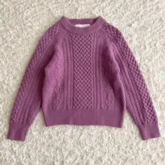 ユナイテッドアローズ上質ハミルトンラムズウール100%アラン編みニットF/フリー